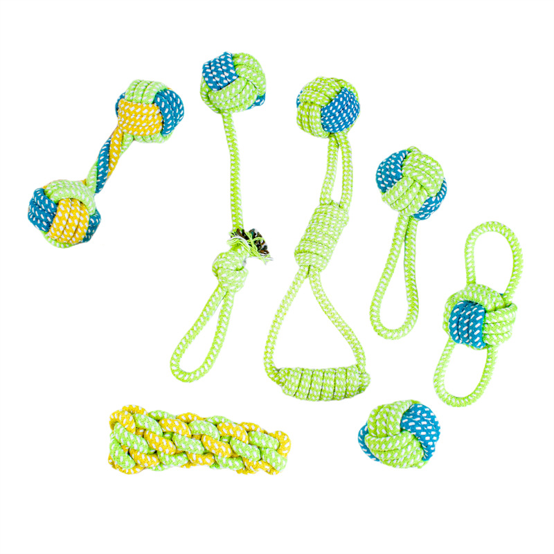 Fabricante de Amazon para perros, juguetes para perros, juego de bolas de cuerda de algodón resistente a las mordeduras, molares tejidos, suministros para perros y gatos para mascotas al por mayor