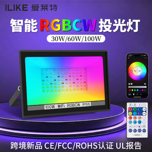 Cross-Border Small Apple Floodlight Smart Bluetooth Outdoor Bright Courtyard Led Floodlight Atmosphere Light Rgb Floodlight