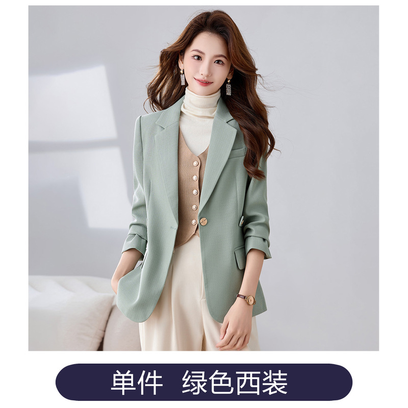 浅绿色西装外套女2025秋冬新款小个子韩版高级感女士休闲小西服女|undefined