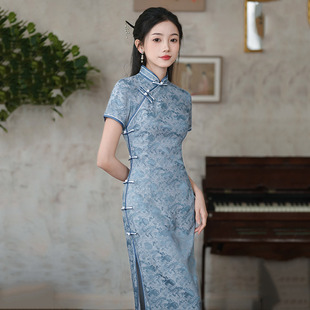 Xiangyun National Style Chinoiserie Long Improved Cheongsam 2025 New Young Style Women Can Wear Daily Retro Short-Sleeved Catwalk