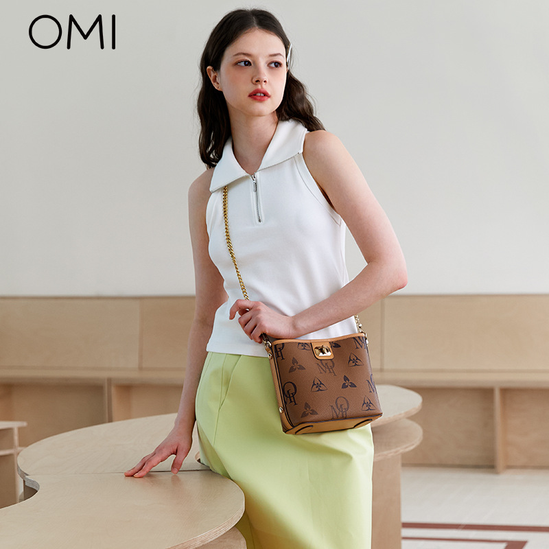欧米OMI包包女斜挎包链条2023新款质感小众设计单肩包水桶包女包