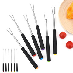New Style BBQ Fork Wholesale Outdoor Portable BBQ Tools Stainless Steel V-Shaped Creative Telescopic BBQ Skewer