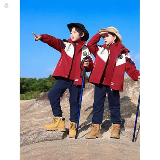 小学生校服秋冬款冲锋衣三件套儿童一年级运动班服幼儿园园服红色