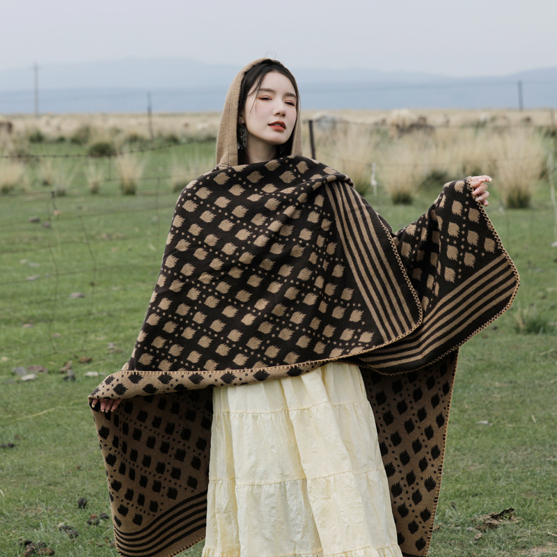 Chal de viento nacional Yunnan Lijiang Qinghai viaje capas de fotografía de mujeres invierno invierno abrigo abrigo grueso abrigo abrigo