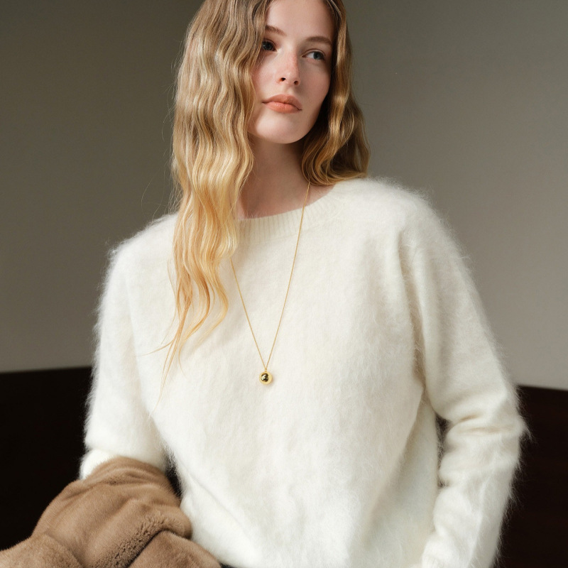 Hong Kong and American Apparel/Island Breeze "Little Fur" 100% Cashmere Brushed Lazy Round-Neck Pullover Knitwear Hong Kong and American Apparel/Island Breeze "Little Fur" 100% Cashmere Brushed Lazy Round-Neck Pullover Knitwear