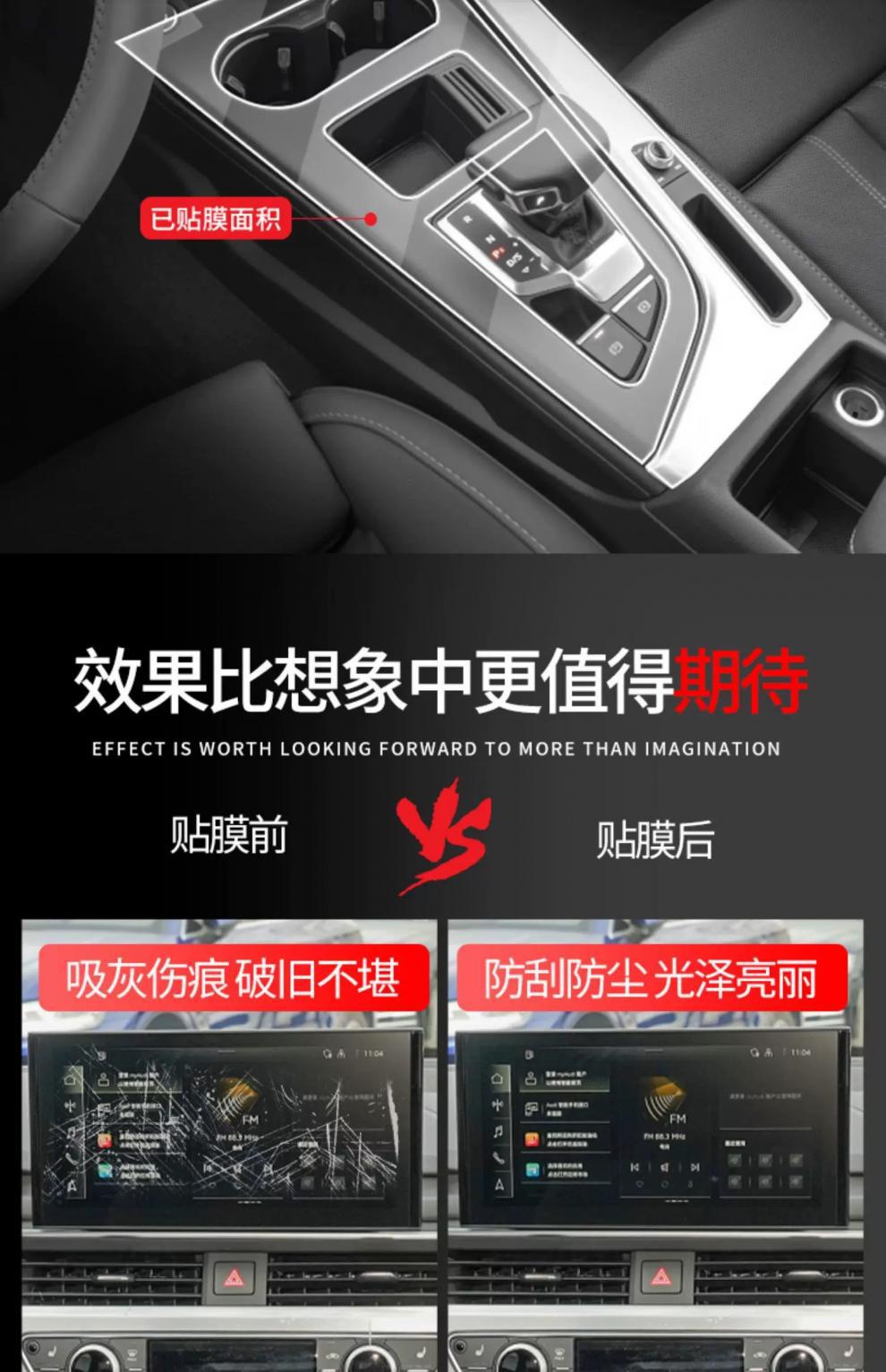 Suitable for 25 Audi A4L Interior Protective Films A5 Center Console Interior Decoration Supplies Car Interior Film Tpu