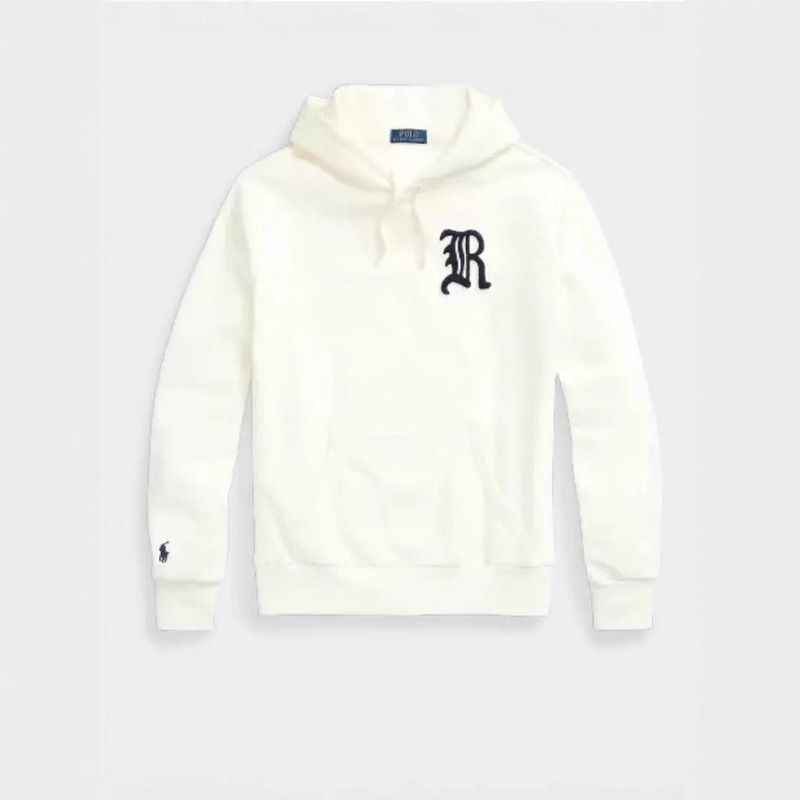 Plush Pony Autumn and Winter Rl Hooded Pullover Pure Color Sweatshirt Embroidered Loose Large Size Top Men's Polo Jacket