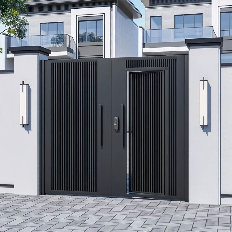 Courtyard Villa Door, Aluminum Alloy Chinese-Style Main Door, Outdoor Aluminum Art Door, Rural Self-Built House, Home Yard Entrance Double Door