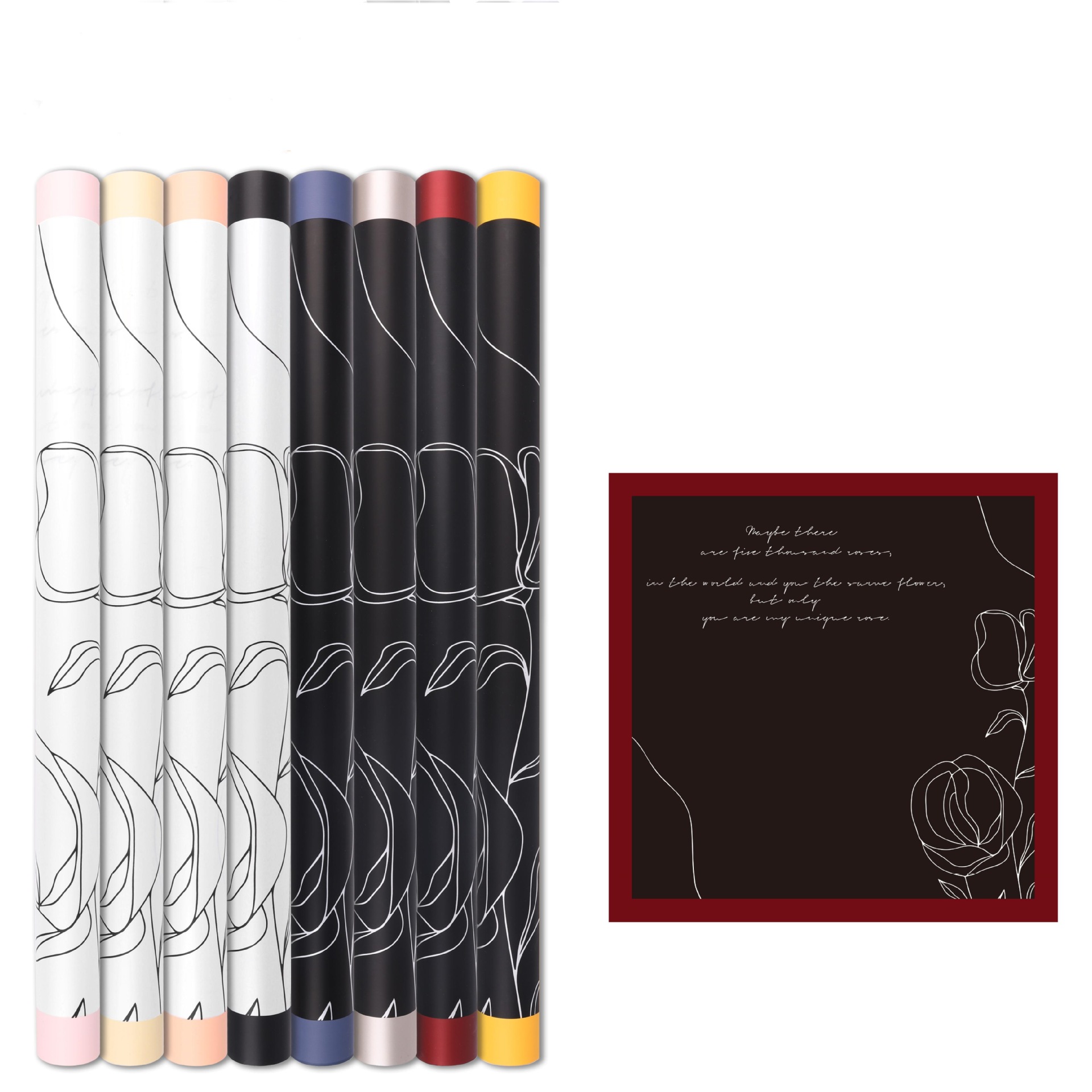 Fábrica de fiestas de flores transfronterizas patrón de rosas flor embalaje de flores de color bordes ramo de flores papel de envoltura florista papel de envoltura