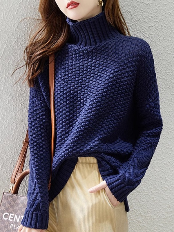 Suéter de cuello alto de alta calidad para mujer Otoño e Invierno 2024 nuevo popular engrosado camisa de fondo de moda image 4