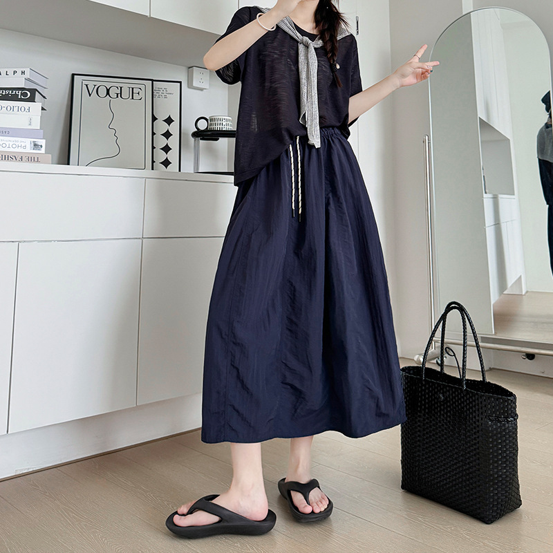 Taslan 日本製速乾性ワークウェアスカート レディース 夏 薄手 スリム Aライン アンブレラスカート スプライシング 小さめ パンプキンスカート|undefined