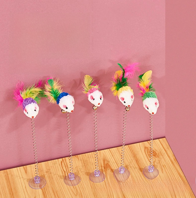 벨 깃털 고양이 시세 도매 애완 동물 고양이 장난감 토끼 모피 고양이 시세 스틱 빨판 스윙 봄 고양이 시세 장난감