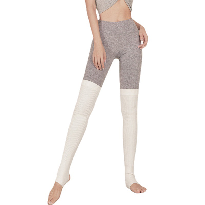 Amazon lana cálido yoga calcetines de invierno de las mujeres de deportes profesionales polainas calcetines largos sobre la rodilla calcetines de pilates