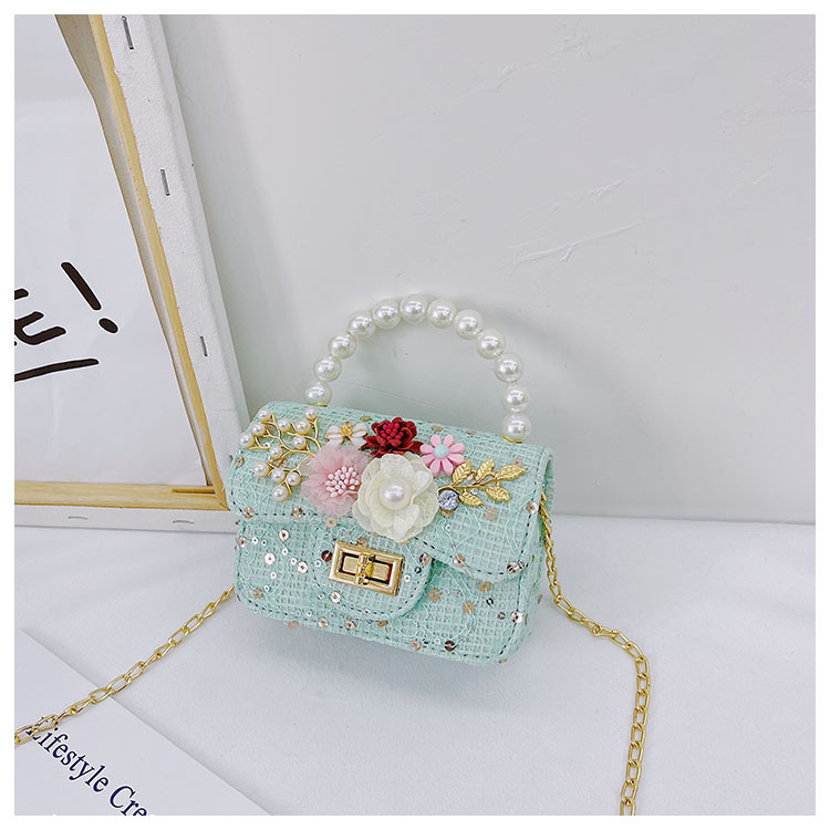 Girl'S Cloth Flower Bow Knot Cute Sequins Pearls Square Lock Clasp Crossbody Bag display picture 62