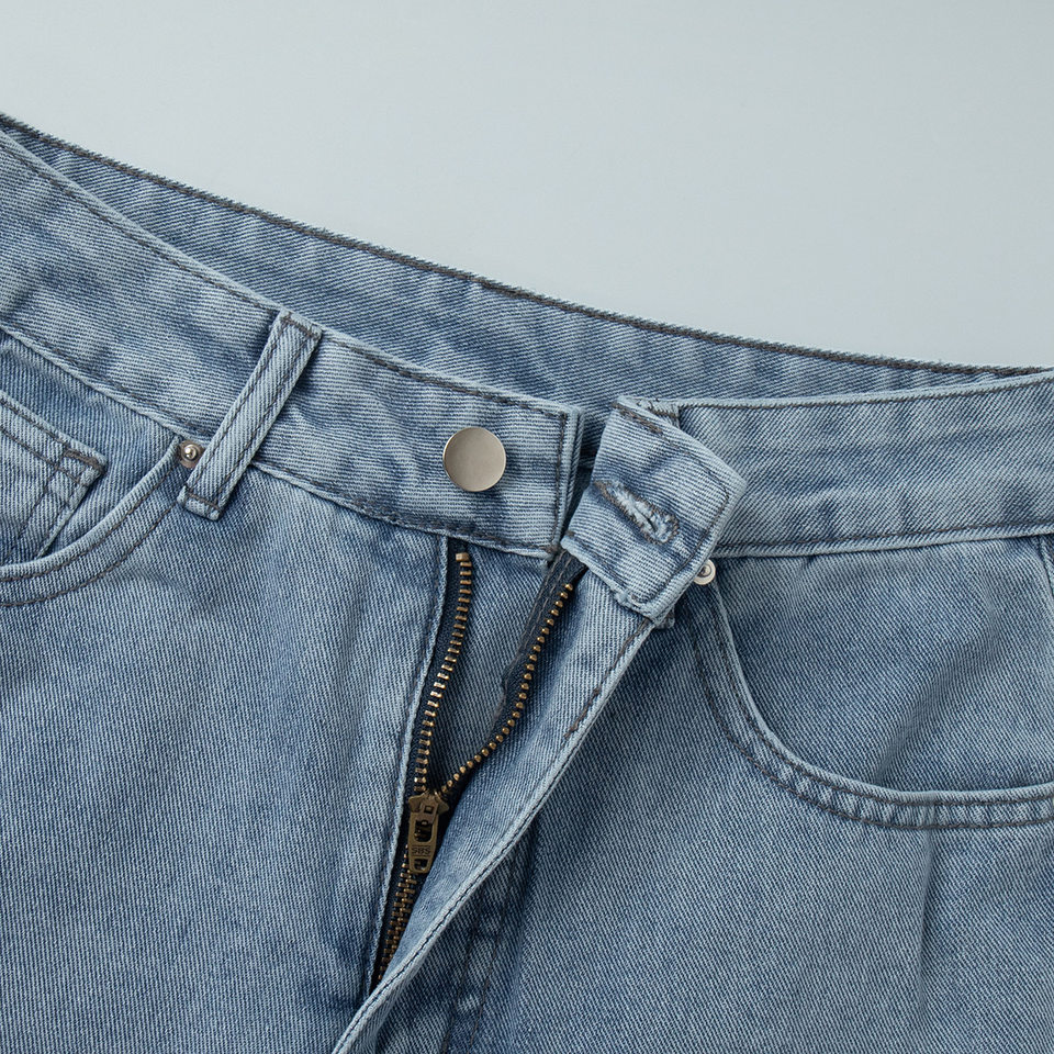 Quần jeans nữ ống đứng lưng cao phong cách thanh lịch, chất cotton nguyên chất ôm dáng — màu xanh chi tiết 8