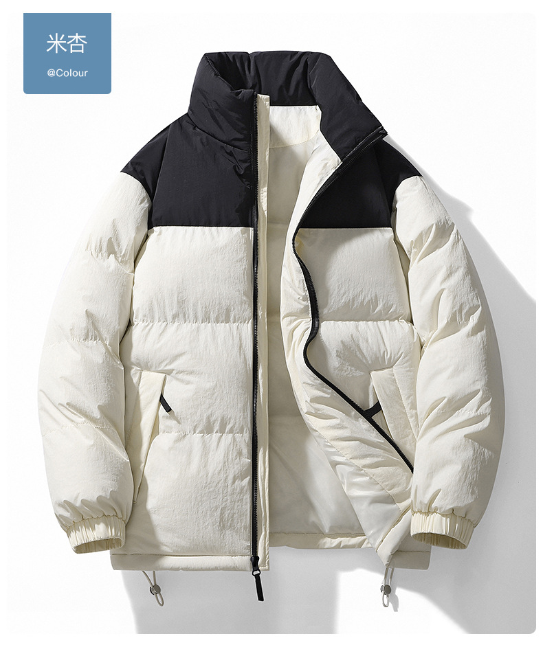 2024 invierno hombre y mujer ropa de algodón de color pareja ropa de algodón de moda cuello de pie suelto calentamiento grueso ropa de pan al por mayor