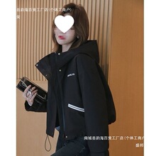 厂家R6O小个子冲锋衣羽绒服连帽女2025冬新款保暖宽松短款羽