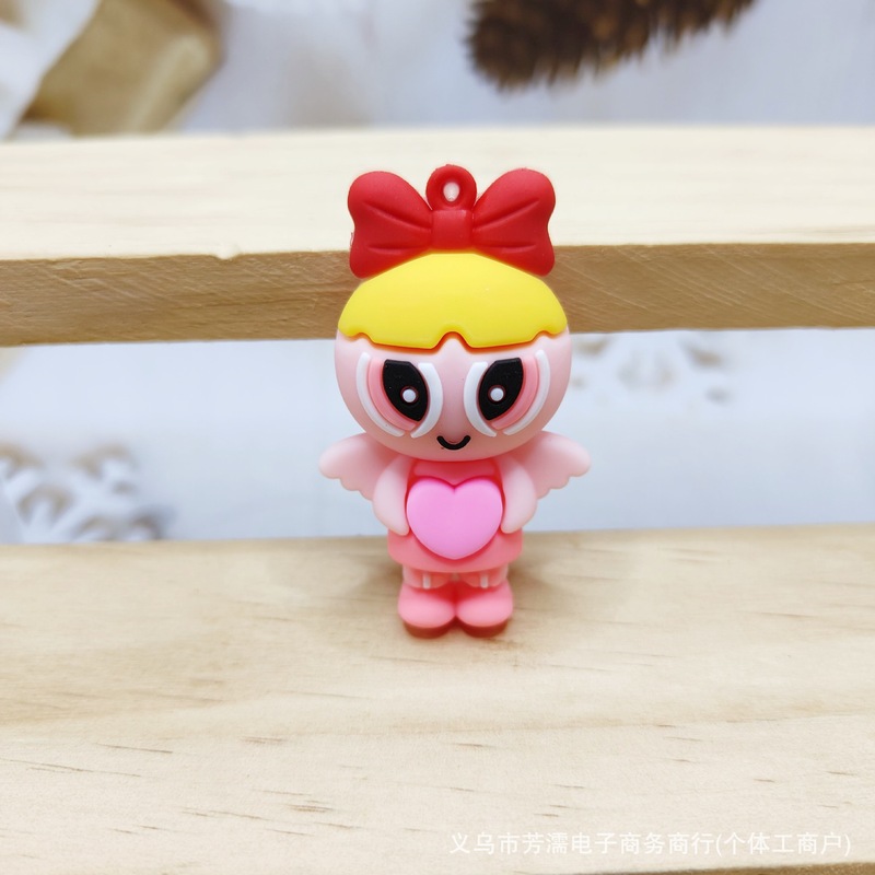 クリエイティブ漫画パフリットパワーパフガールズキーホルダーかわいいウサギの耳蜂パワーパフガールズキーホルダーギフト卸売|undefined