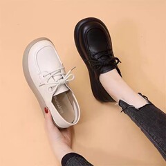 上班小皮鞋女2025春季新款系带软底单鞋女英伦风两穿工作乐福鞋