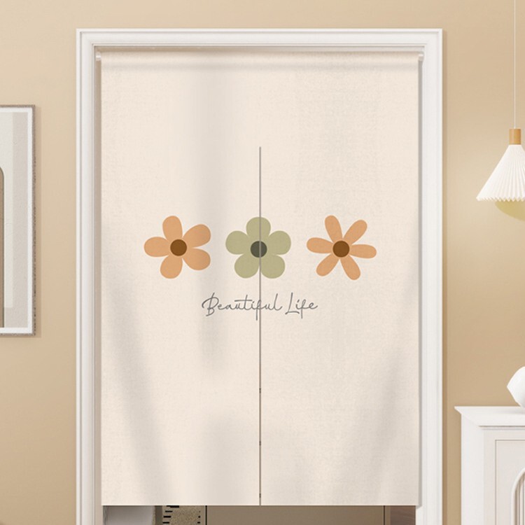 Scandinavian Simple Fabric Door Curtain Partition Curtain Cartoon Cute Bedroom Bathroom Toilet Curtain Half Curtain Hanging Curtain
