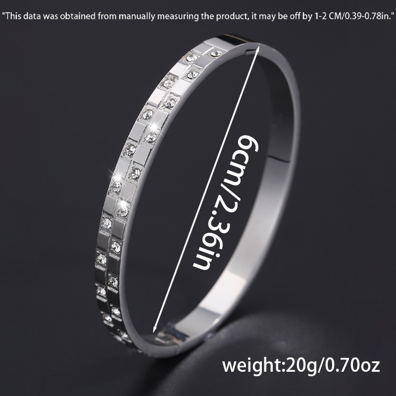 Brazalete de acero de titanio waffle brazalete de diamante de niñas de alto nivel de moda europea y americana transfronteriza no se desvanece brazalete universal