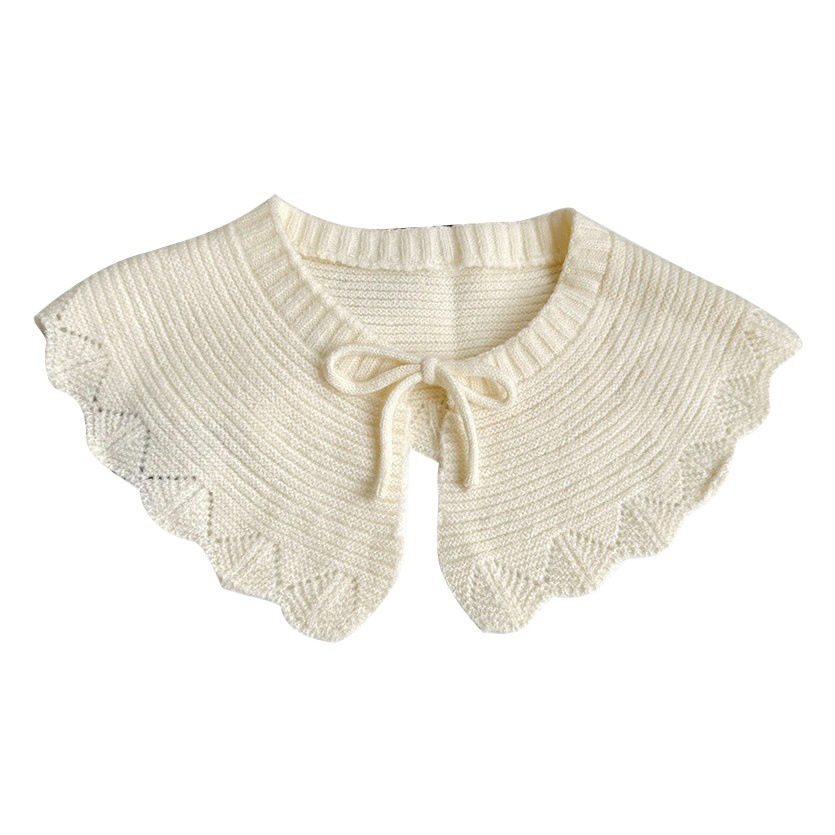 Nuevo chal de punto con cordones con volantes para mujer primavera y otoño desgaste exterior color sólido collar de muñeca reductor de edad cuello protección collar falso decorativo