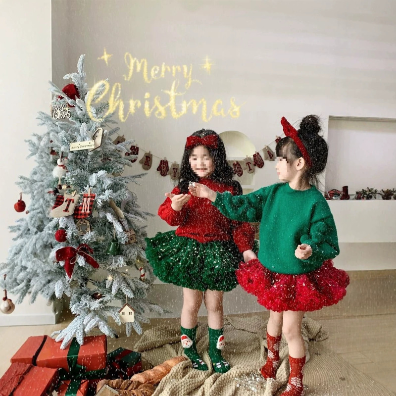 Korean-style winter sweater for girls, new year's collection, thick knit pullover top for baby girls Korean-style winter sweater for girls, new year's collection, thick knit pullover top for baby girls