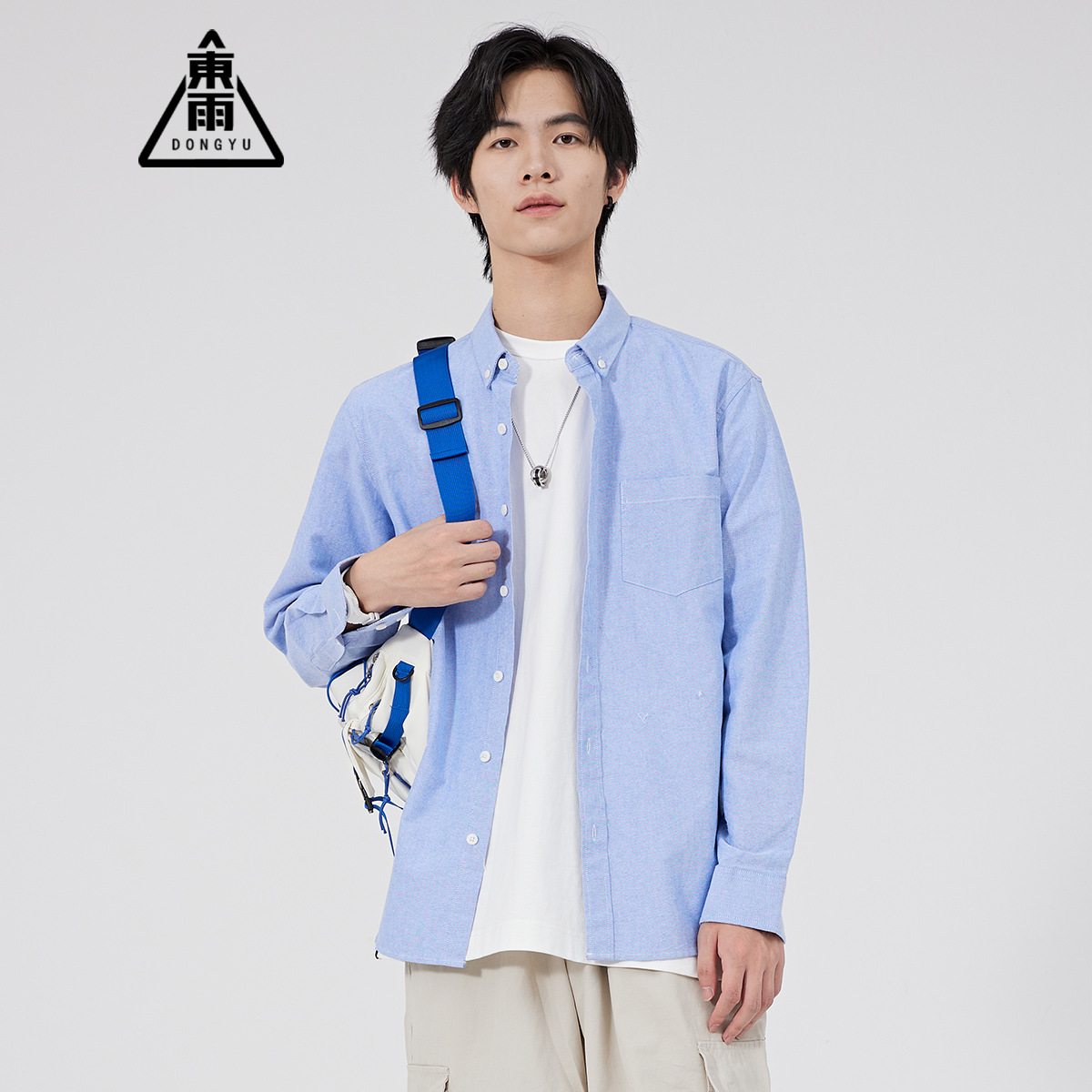 Dongyu hombres de algodón Oxford Camisa de rayas de los hombres Camisa de algodón de manga larga casual de los hombres de Oxford a rayas japonesas