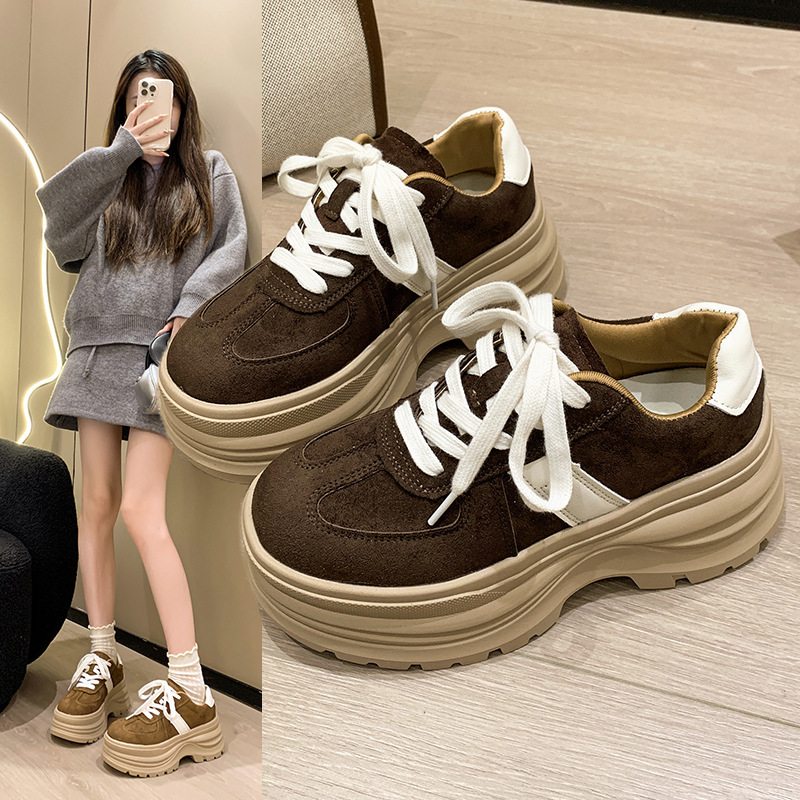 Hong Kong Soft Leather Thick-Soled Platform Shoes for Women 2026·Spring and Autumn New Retro Versatile Lightweight Casual Sports Sneakers for Women Hong Kong Soft Leather Thick-Soled Platform Shoes for Women 2026·Spring and Autumn New Retro Versatile Lightweight Casual Sports Sneakers for Women