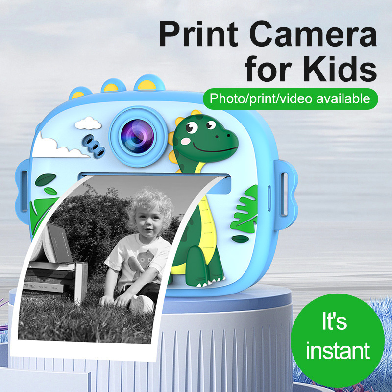 Children's Instant Print Camera Can Take Pictures, Color Thermal High-Definition Dual-Camera Video Toy, Digital Dual-Lens
