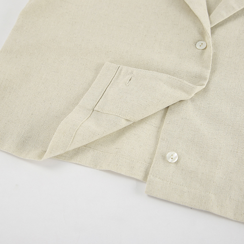 Ropa de mujer Traje casual de moda de verano de algodón y lino de color puro chaleco suelto sexy sin mangas pantalones versátiles traje simple de dos piezas_voghion.com