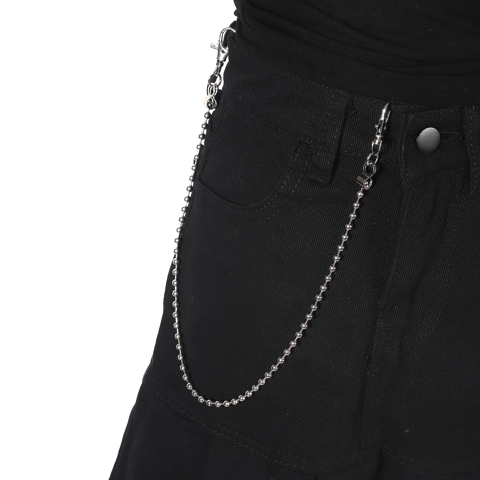 Metal Single Loop Geometric Bead Men's Pants Chain Waist Accessory Hip Hop Personality Jewelry_voghion.com