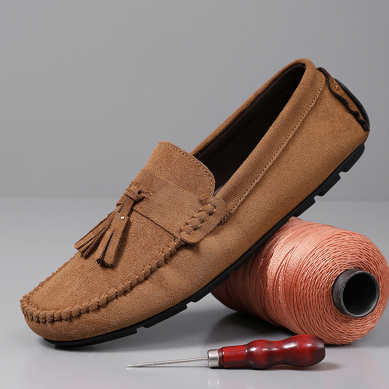 Soft-soled slip-on beanie shoes for men cross-border velvet lazy…
