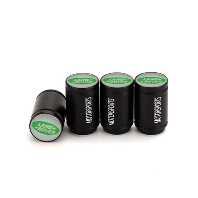 Rover tire valve cap aluminum alloy: valve - frosted-black-land-rover-4-green-label