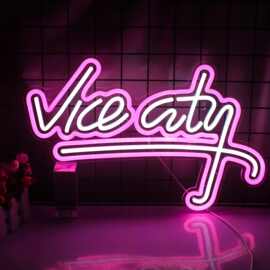 电商货源跨境亚马逊热款Vice City音乐现场酒吧LED霓虹灯氛围挂墙
