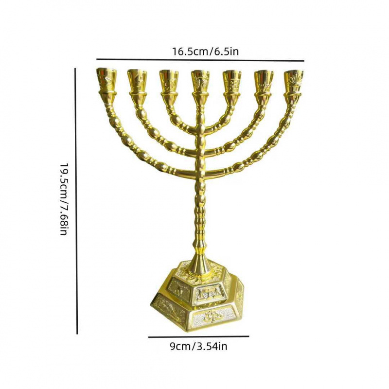 Landelaria de oro judía israelí candelabros de metal artesanía iglesia decoración de candelabros siete cabezas