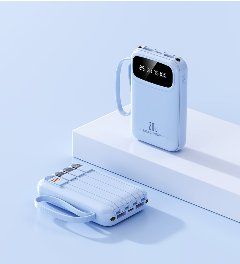 3C-zertifiziertes Geschenkset Powerbank 10000 mAh große Kapazität für Flugzeug zugelassen tragbar und kompakt mit 4-in-1 Kabel