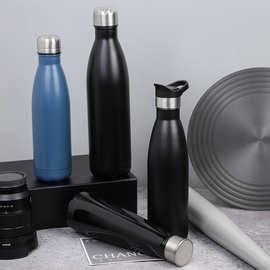 外贸跨境可乐瓶大容量运动水杯304不锈钢保温杯车载广告礼品杯子