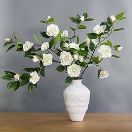 仿真花山茶花长支茶花绢花家居装饰样板房设计花艺高档绢花栀子花