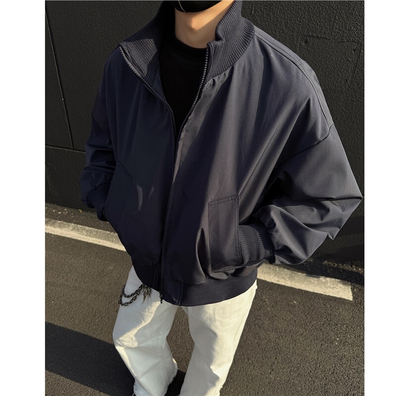 军绿色飞行夹克男女春秋cleanfit美式短款棒球服外套宽松立领上衣|undefined