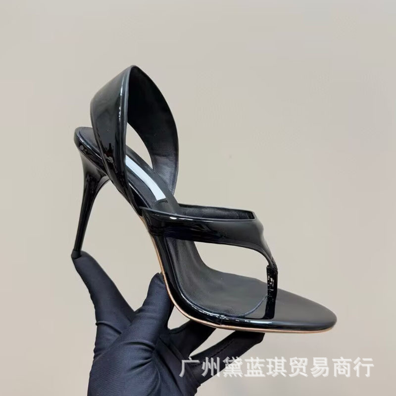 ALA レディース 本革 トングサンダル ハイヒール ヘリンボーン スティレットヒール トングサンダル 外履き ファッション スリッパ サンダル 夏|undefined
