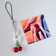 可爱爱心樱桃高颜值网红手机链蝴蝶结手机链卡册时尚个性学生短款