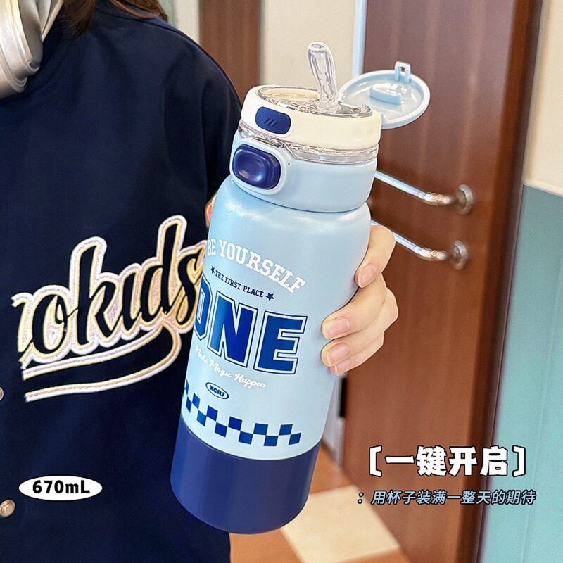 小茶日记吸管杯防摔大容量新款儿童保温杯316L不锈钢便携水杯学生|undefined