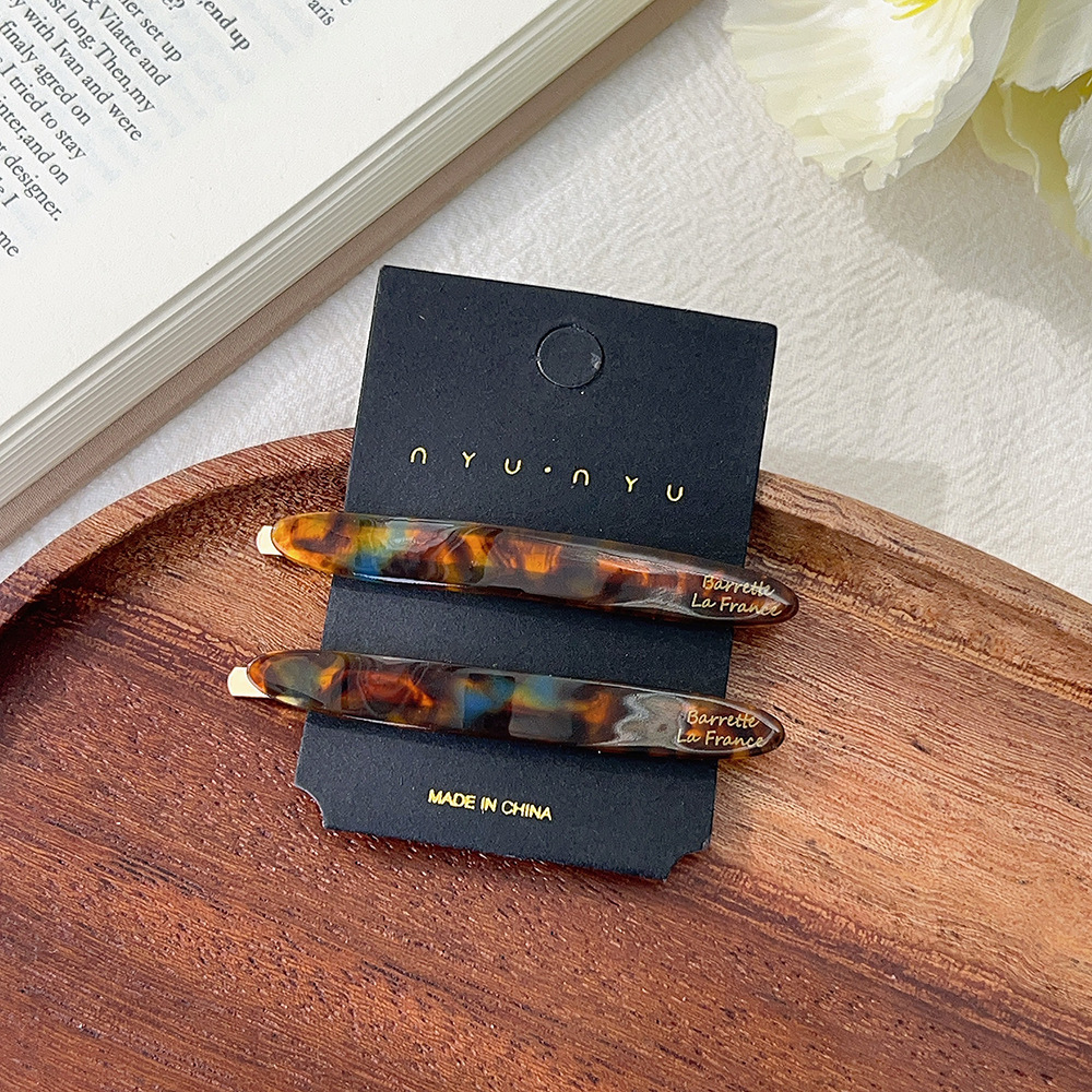 Horquilla de hoja de sauce de ácido acético estándar dorado, clip de flequillo de todo fósforo de moda, clip de una palabra, clip lateral de temperamento elegante, 2 horquillas