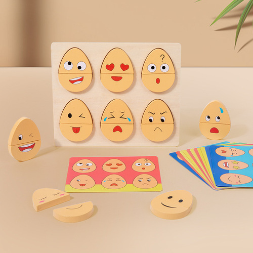 New educational creative cute egg boy expression puzzle matching building blocks 3-6 year old boys and girls early education toys