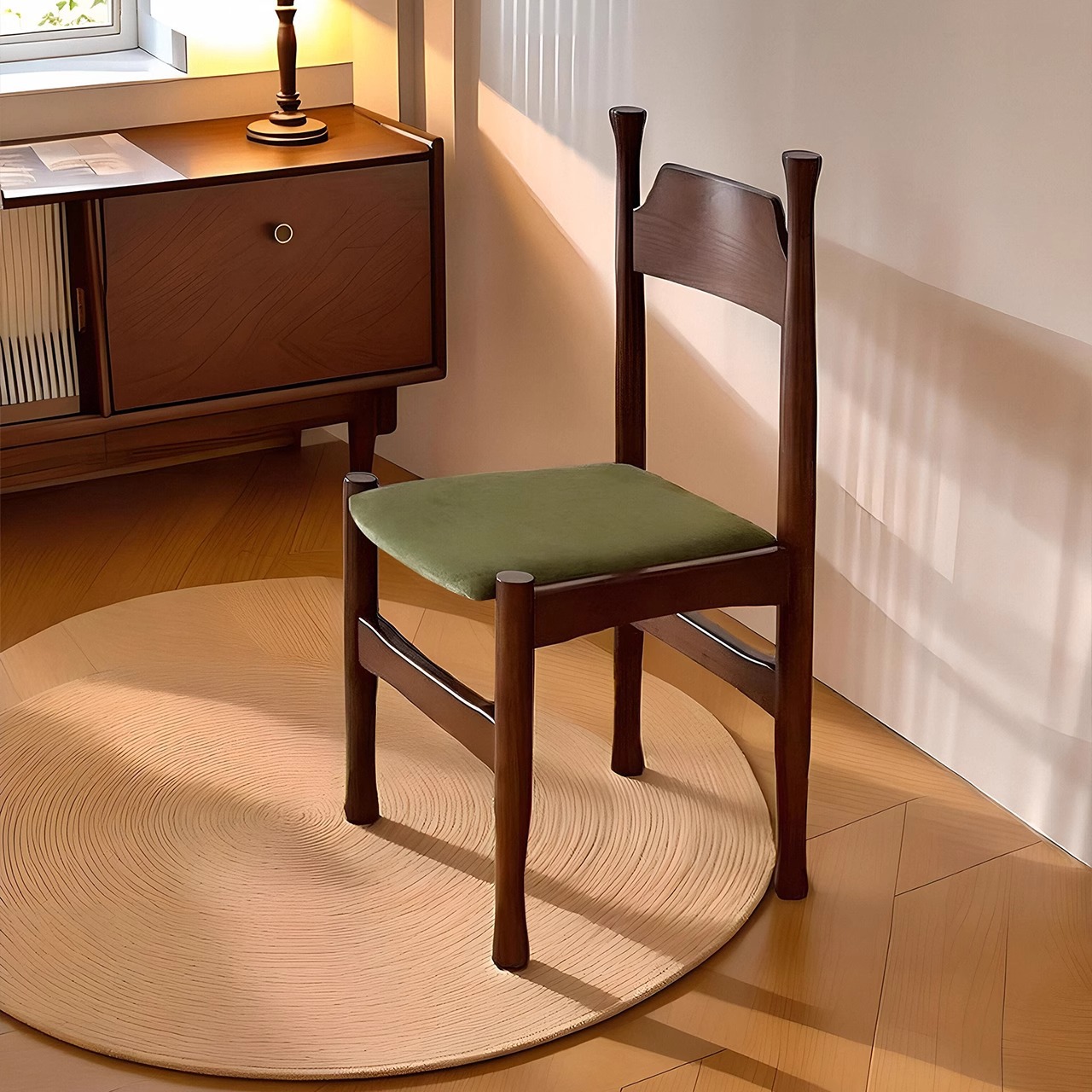 Silla de comedor de madera maciza de estilo antiguo francés, sala de estar nórdica, diseñador de ocio, silla de corona con respaldo moderno retro para el hogar