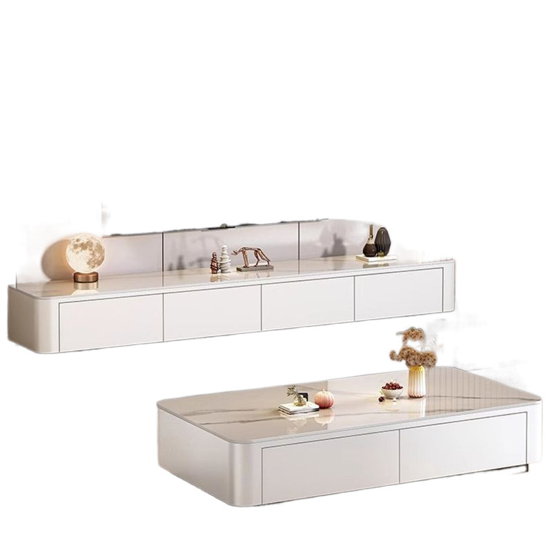 2024 nuevo tipo de mesa de té sala de estar doméstica piso pequeño moderno mesa de té de lujo ligera combinación de gabinete de televisión de tabla de roca