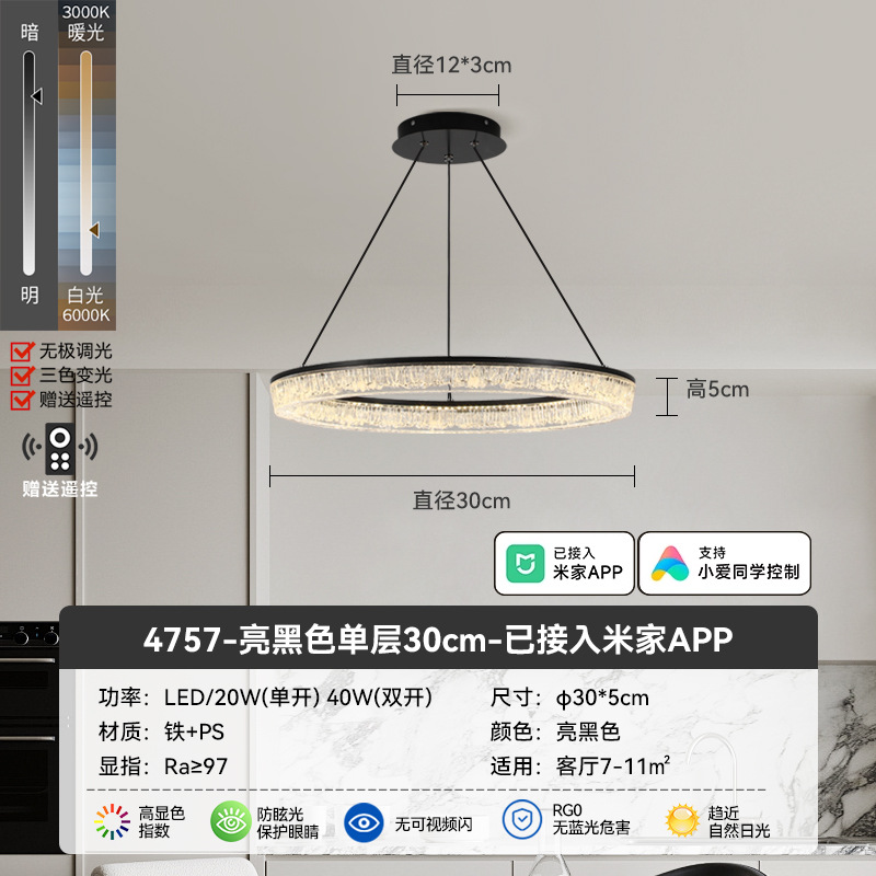 4757-Chandelier de una sola capa - 30cm se ha conectado a Mijia APP-Full Spectrum (Daguayuan Garden)