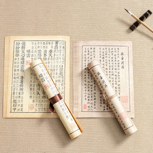 Ancient style scroll, creative retro photography props, photo taking, food, Hanfu Tao ornaments, Chinese style ornaments, simulation book