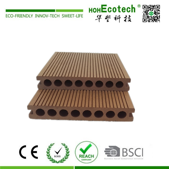 Fábrica de piso de madera de plástico al aire libre agujero redondo piso de madera de plástico 150*24 ingeniería al aire libre cuadrado decorativo agujero placa anti-corrosión image 4